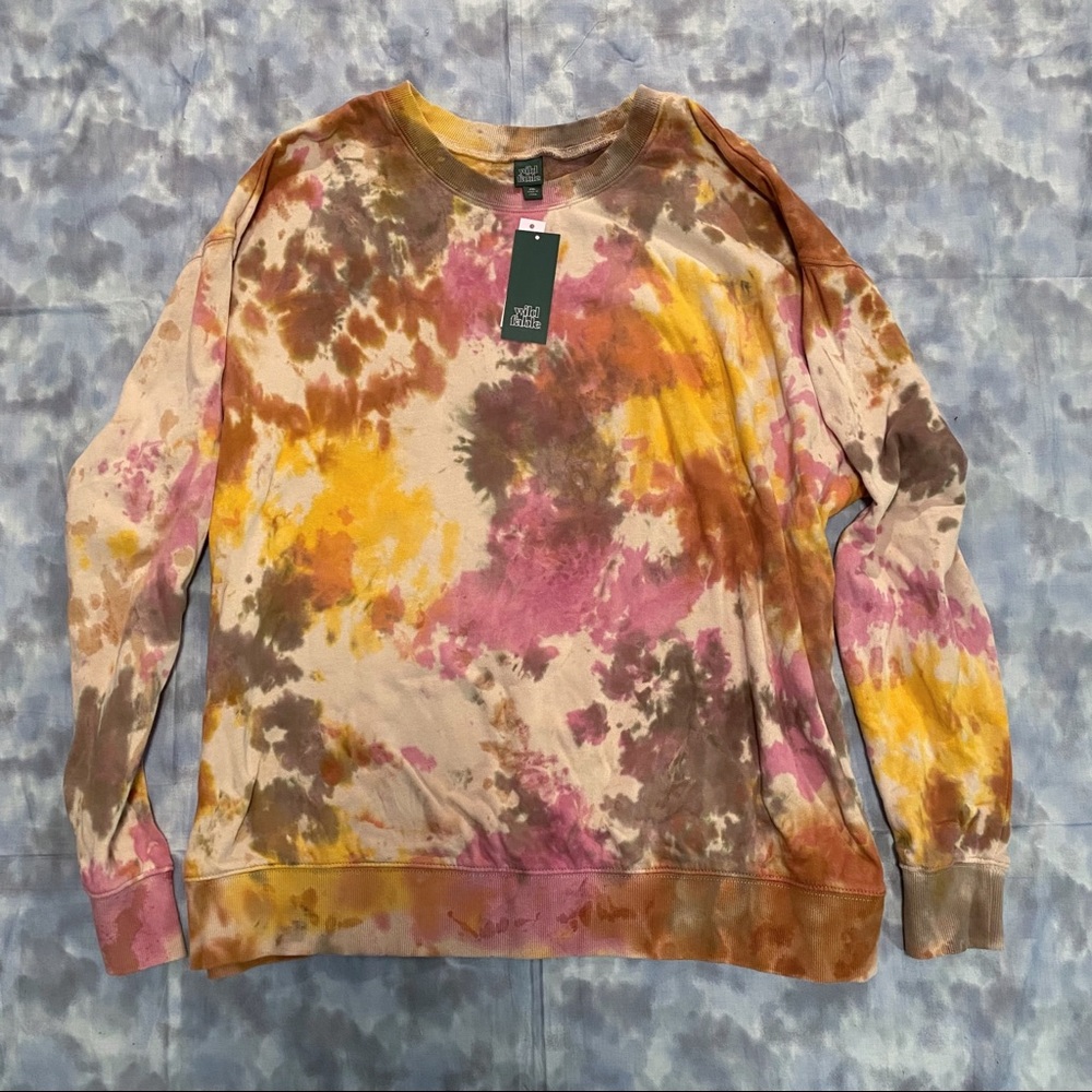 WILD FABLE oversized tie dye sweatshirt in pink/rust